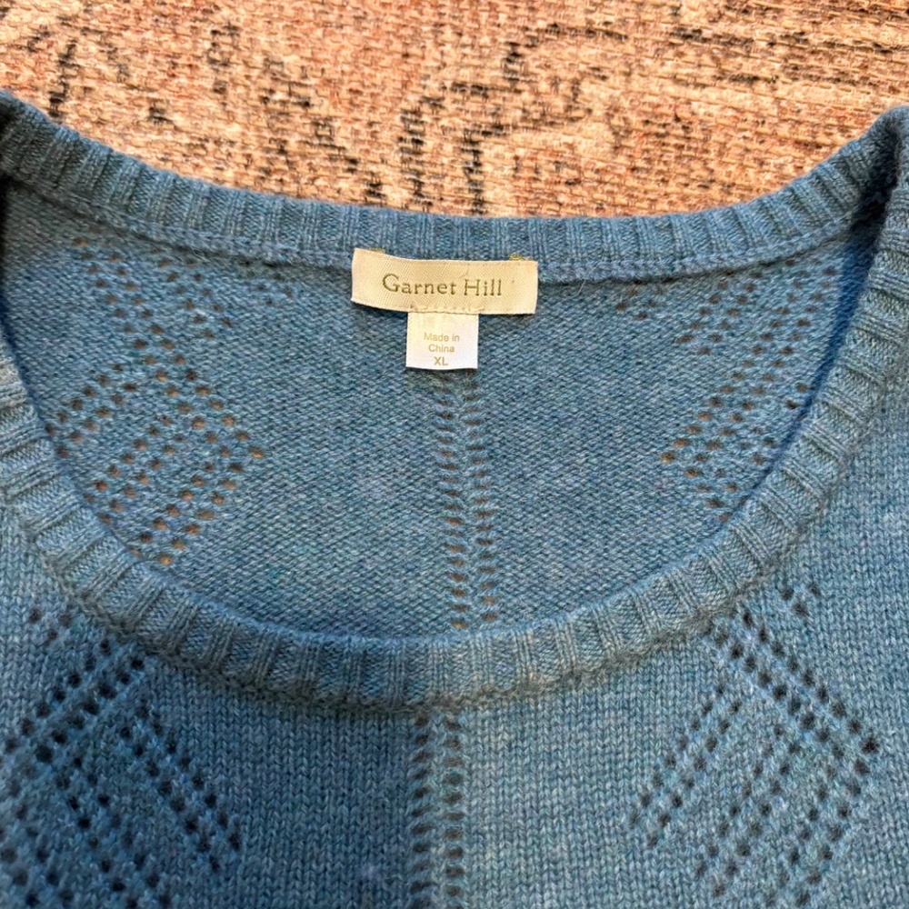 Garnet Hill Cashmere Sweater Pointelle - Picture 2 of 2